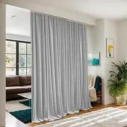 Floor to Ceiling Curtain for Wall Ceiling Mount Track - Extra Wide Blackout Curtains Soundproof Room Separator - Privacy Room Divider Curtains for Ceiling Track System or Rod with Hooks, 1 Panel