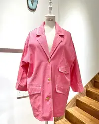 在飛比找Yahoo!奇摩拍賣優惠-Chanel vintage 粉色牛仔布oversize 外