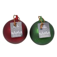 在飛比找PChome24h購物優惠-玻璃聖誕裝飾球/吊飾/掛件兩件組-紅/綠