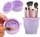 Makeup Brushes Cleaner Mat with Brush Storage Holder, Folding Portable Washing T