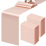 20 Packs Rose Gold Satin Table Runners 12 x 108 inch Long Smooth Fabric Table...