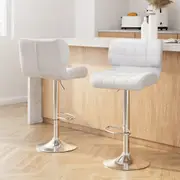 2x Artiss Bar Stools Gas Lift Leather Padded White