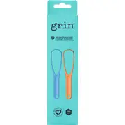 Grin 100% Recycled Plastic Tongue Cleaner Orange, Blue 2 Pack (Pack of 8)
