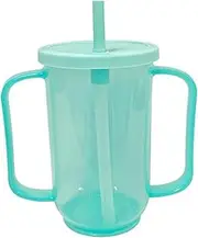 Adult Sippy Cups for Elderly 350ml/12 Oz Food-Grade Anti-Choking Sippy Cup No Spill with 2 Handles & Straw Sealed Scaled Dysphagia Cups for Senior Toddler Disabled Patients, Adult Cup Fo