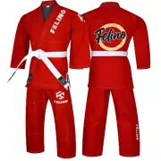 Felino Red Adult Premium BJJ Gi Uniform Pearl Weave Brazilian Jiu Jitsu Kimono