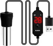 DONGKER Submersible Aquarium Heater, 17℃-34℃ Adjustable 15W/25W USB 5V 2A Powered Fish Tank Water Heater LED Digital Display for 3-5L Fish and Turtle Tank