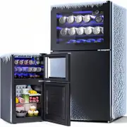 Advwin 80L Refrigerator with Freezer,2-Door Mini Fridge,Compact Drink Chiller with 7-Level Temperature Control