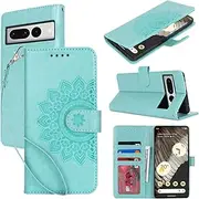 for Google Pixel 8 Pro Case Wallet with Cards Holder,Coque for Google Pixel 8Pro Flower Strap Case,Leather Case Women Flip Cover Bag portefeuille Pour Femmes for Google Pixel8Pro Green