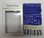 Calvin Klein Men's 100% Cotton Slim Fit Boxers 3-Pack Purple/Printed/Stripe