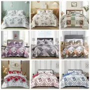 Soft Bedspread Quilted Coverlet Patchwork Set Queen King Size Bedding Pillowcase