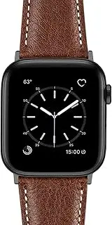 Hepsun Genuine Leather Bands Compatible with Apple Watch Band Men Women, Soft Vintage Genuine Leather Replacement Band Wristband for iWatch Series 7 6 5 4 3 2 1 SE