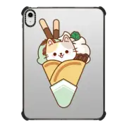 iPad 10.9-inch (10th gen) iPad Impact Case Cute Calico Cat with Mint Ice Cream & Chocolate Stick - Kawaii Kitten Cartoon Animal with Sweet Food & Fruit
