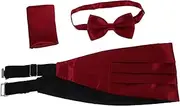 COHEALI Men's Cummerbund Bow Tie Set by Pocket Handkerchief Bow Tie Party Formal Dress Accessories