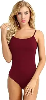 TiaoBug Women's Adult Spaghetti Straps Built In Shelf Bra Gymnastics Ballet Dance Camisole Leotard
