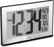 Atomic Wall Clock with Stand, Black Frame/Stainless Steel Finish - Large, 9-Inch