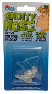 1 SNOTTY NOSE Hanging Snot Booger Prank Joke Gag Stretch Rubber Gross Gift Funny