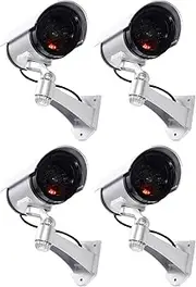 Floureon 4 x Outdoor Dummy Camera with LED Light - Silver