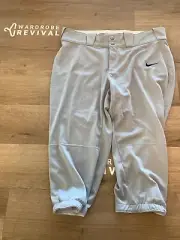 Nike Softball Pants Womens L Gray Diamond Invader 3/4 Length Silicone Grip Hem