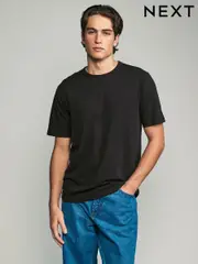 Black Basic Crew Neck Regular Fit T-Shirt 6 Pack (E33236) | $55