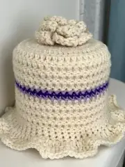 Toilet Paper Cover-Light Tan w/ Purple