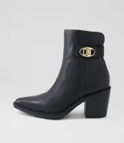 New Django & Juliette Learten Black Leather Ankle Boots Womens Shoes Casual