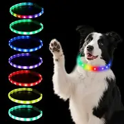 HSIGIO Light Up Dog Collar, Multi-Color USB C Rechargeable LED Dog Collar, High Visibility Glow in The Dark Dog Collars Lighted for Night Walking for Small Medium Large Dogs