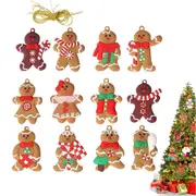 12Pcs Gingerbread Man Pendants Hanging Decorations for Christmas Tree Home Party-Style 1