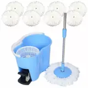 Microfiber Spin Mop Easy Floor Mop with Bucket and 8 Mop Heads 360 Rotating Head