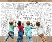 82”x 54”Christmas Giant Coloring Tablecloth Posters Washable and Reusable Crafts Activity for Kids, Xmas Huge Holiday Color-in Poster Table Cover Arts for Kids Preschool Kindergarten Classroom
