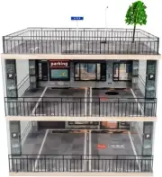 1:18 Scale 3-Tiers Model Car Display Case with Parking Lot Scene for Sports Car