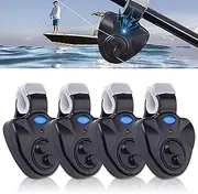 Nizirioo Electronic Bite Alarm Sensitive Fishing Bite Alarm Pack of 4 Electronic Bite Alarm Luminous Indicator Swinger Vibration on The with LED Light Indicator Easy to Install