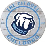 KH Sports Fan Citadel Bulldogs Weathered Circle Sign, 20x20 Inches, Bulldogs Decor for Dorm Room, Fan Cave, Living Room; Display Your Team Spirit with This Citadel Bulldogs Wall Art