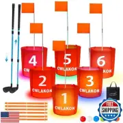 CWLAKON Yard Golf Game Glow in The Dark with Club Length Adjustable for Adult