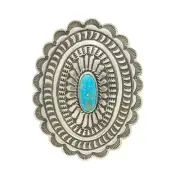 Andy Cadman Navajo Sterling Silver Large Concho Ring Red Web Kingman Turquoise
