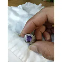 在飛比找蝦皮購物優惠-紫水晶男士戒指 925 銀戒指微鑲