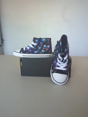 CONVERSE CTAS 1V HI INFANT SIZE 10 Bubble Print Black/Black/White