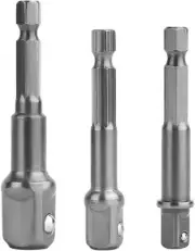 Impact Socket Adapter Set for Drill - 1/4 3/8 1/2" One Size, 3*grey