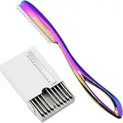 1 Safety Razor +10 Blades Safe Shaving Knife Beard Face Thinning Razor Hair Scissors Barber Hairdressing Shears Haircut Thinner