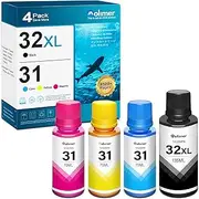 31 32XL Black Ink Bottle Compatible smart tank 7602 ink refill Replacement for HP 32Xl 31 Ink Bottle Set for Smart Tank 5101 5102 6001 7001 7002 Plus 651 551 ink (31 32XL Ink Bottle Refill Kit, 4Pack)
