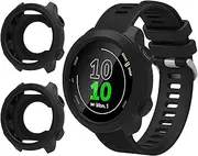 GIOPUEY Case Compatible with Garmin Forerunner 55, Pack of 2 Soft TPU Silicone Protective Case Cover - Black