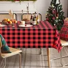 Gingham Checkered Rectangle Tablecloth - Buffalo 54 x 120 Inch Black and Red