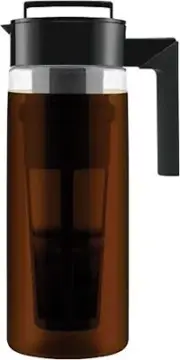 Takeya Deluxe Cold Brew Coffee Maker with Black Lid Airtight Pitcher, 2 Quart, B