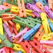 100 Pack - Cleverdelights 1 1/8" Mini Clothespins - Mixed Colors
