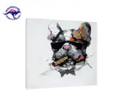 THE MAFIA DOG FUNKY MODERN ART HANDMADE ON CANVAS - 2 SIZES - 3 Framing options