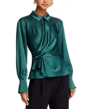Simkhai Valya Faux Wrap Peplum Blouse