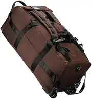 [MagiDeal] Duffel Bag with Wheels Luggage Heavy Duty Foldable Trolley Bag Suitcase for Outdoor Camping Business Trip Traveling Men Women, Brown