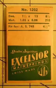 EXCELSIOR 1202 AS 748 Swiss Watch Mainspring 1 1/2 x 13 x 8 1/2 - 1.05 x .08 mm