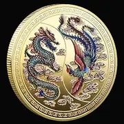 Lottery Scratch Coin Chinese Loong and Phoenix Prosperity Challenge Coin (1)