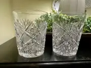 AMERICAN BRILLIANT, SET/2, CUT GLASS WHISKEY TUMBLERS