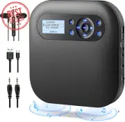 Portable CD Player with Bluetooth, 2000mAh Rechargeable, FM Radio, AUX Support